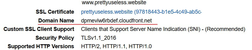 Cloudfront default domain
